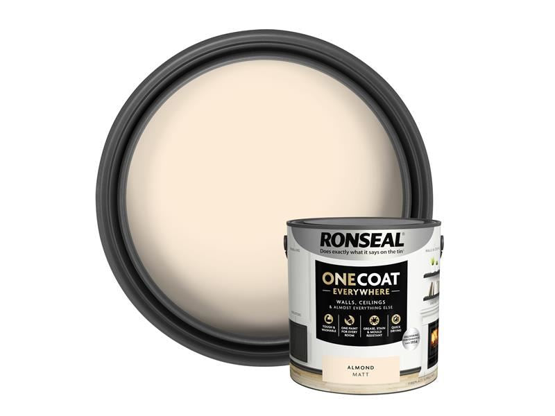 Ronseal One Coat Everywhere Interior Paint Almond Matt 2.5 litre Ronseal - Town Tools