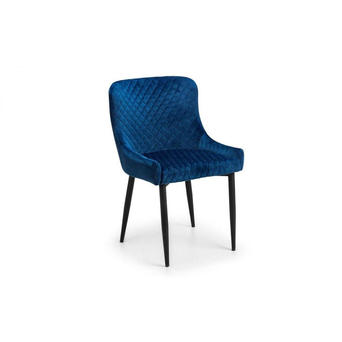 Luxe Dining Chair Blue Velvet Fabric with Black Legs