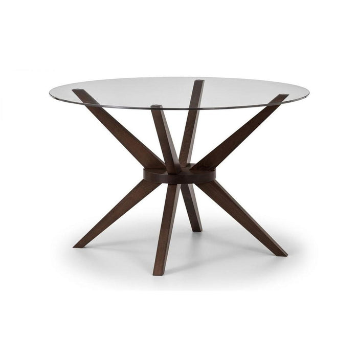 Chelsea Large Glass Top Dining Table 140cm Walnut Finish Legs