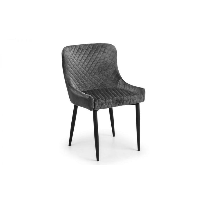 Luxe Dining Chair Grey Velvet Fabric with Black Legs