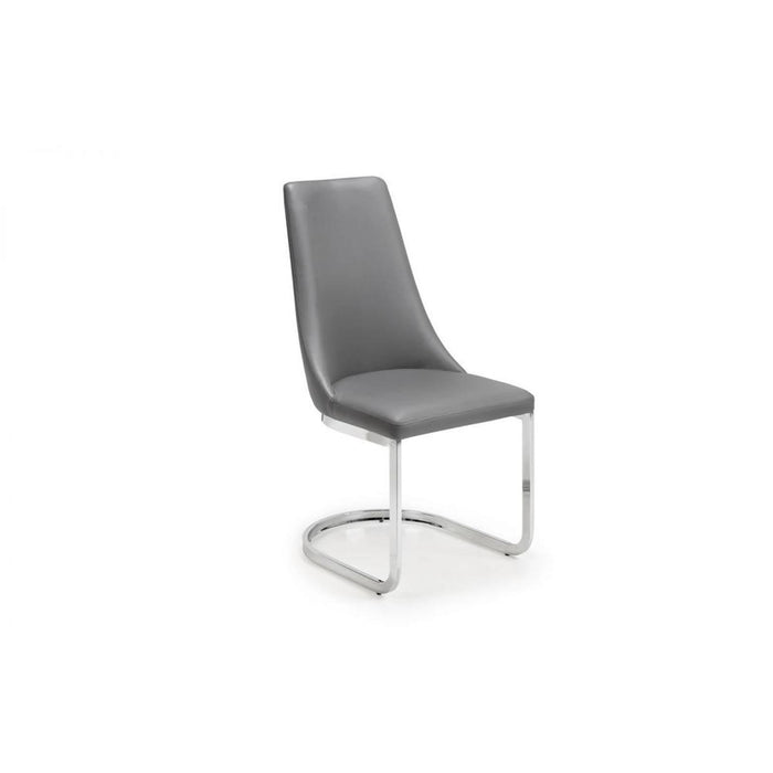 Como Cantilever Dining Chair Grey Faux Leather with Chrome Base