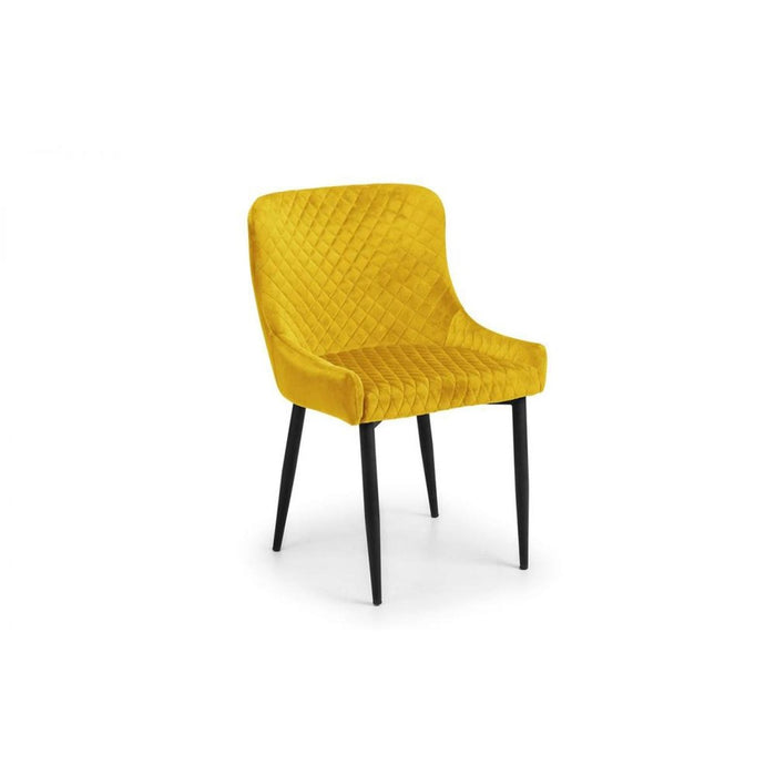 Luxe Dining Chair Mustard Velvet Fabric with Black Legs