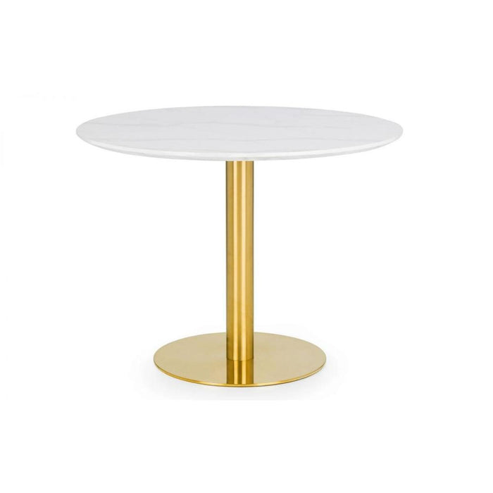 Palermo Round Pedestal Table 100cm White Marble Gold Effect Base