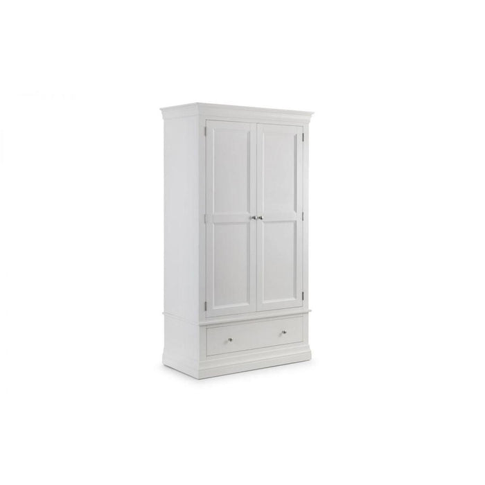 Clermont 2 Door 1 Drawer Wardrobe White Lacquer Finish