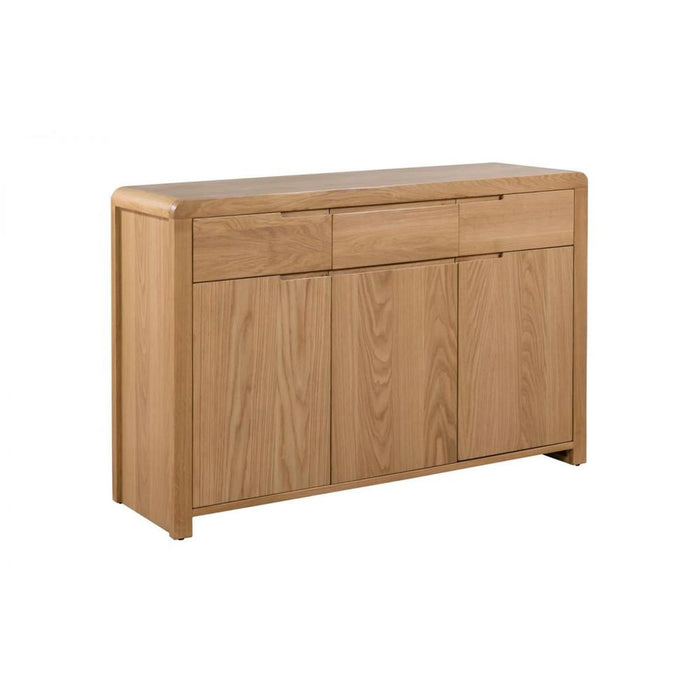 Curve Sideboard with 3 Drawers & Doors Solid Oak & Real Oak Veneers
