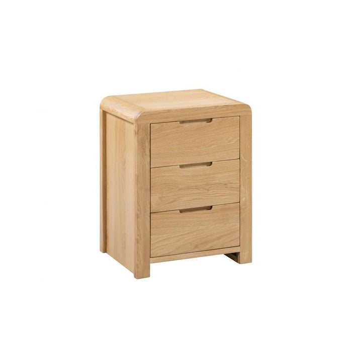 Curve 3 Drawer Bedside Unit Solid Oak & Real Oak Veneers