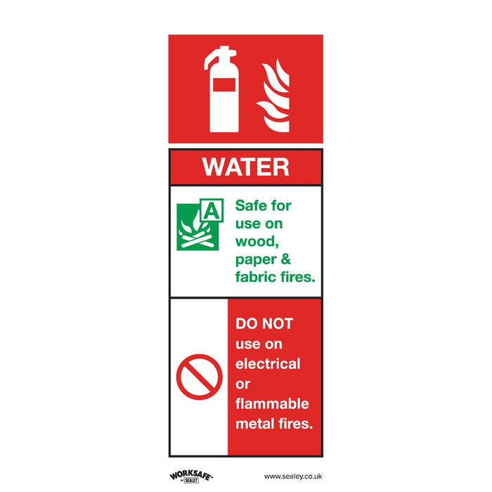 Sealey Safe Conditions Safety Sign Water Fire Extinguisher Rigid Plastic Pack of
