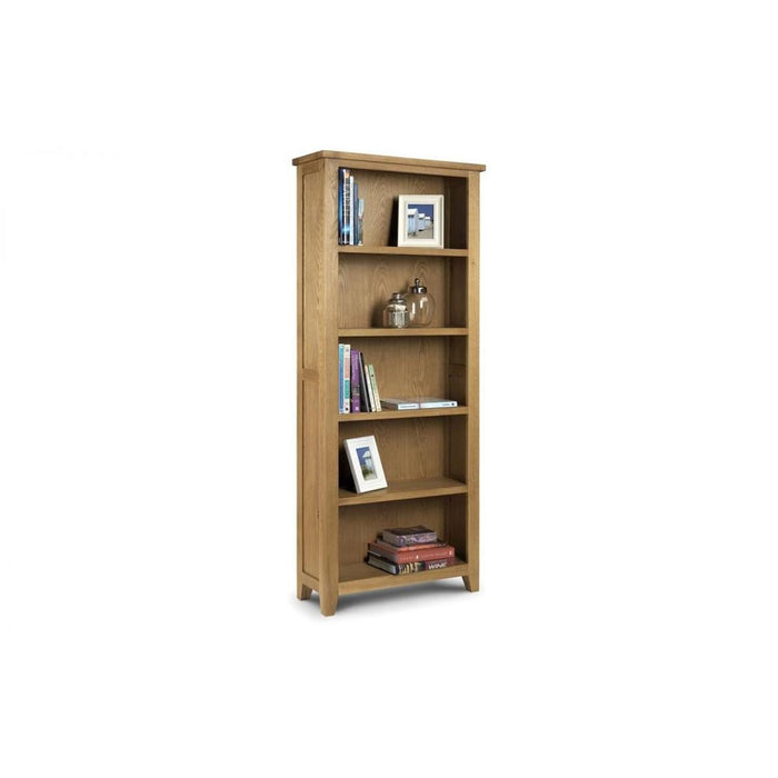 Astoria Tall Bookcase 5 Shelves Waxed Oak Finish