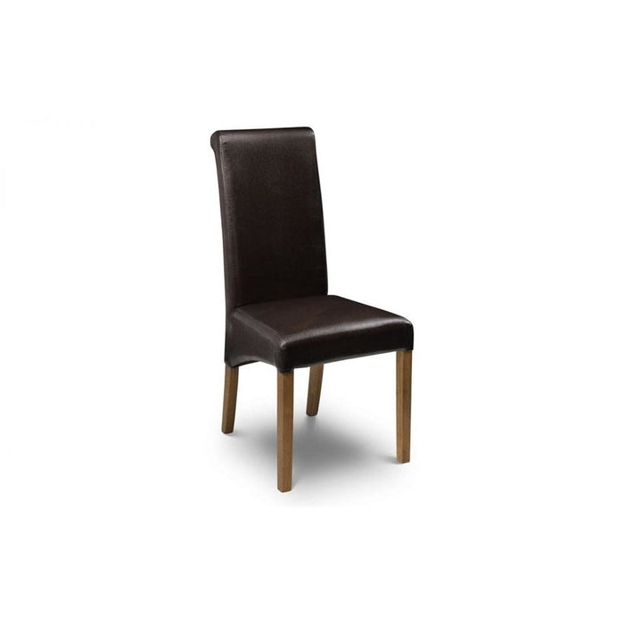 Cuba Dining Chair Brown Faux Leather & Oak Effect Legs