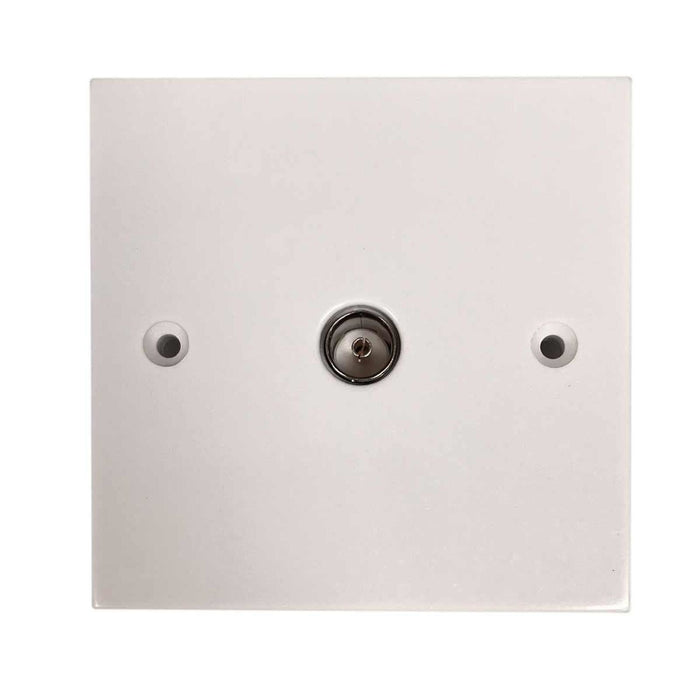Square Edged Coaxial TV Socket Single Outlet White