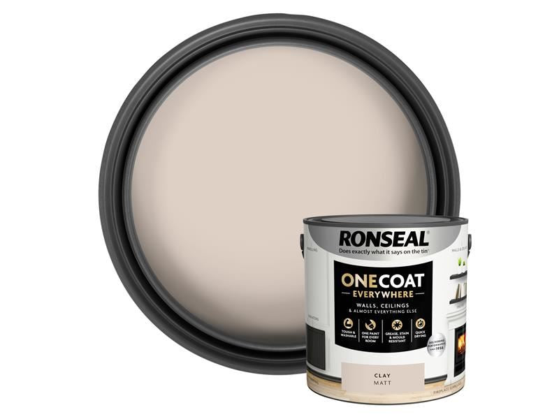 Ronseal One Coat Everywhere Interior Paint Clay Matt 2.5 litre Ronseal - Town Tools