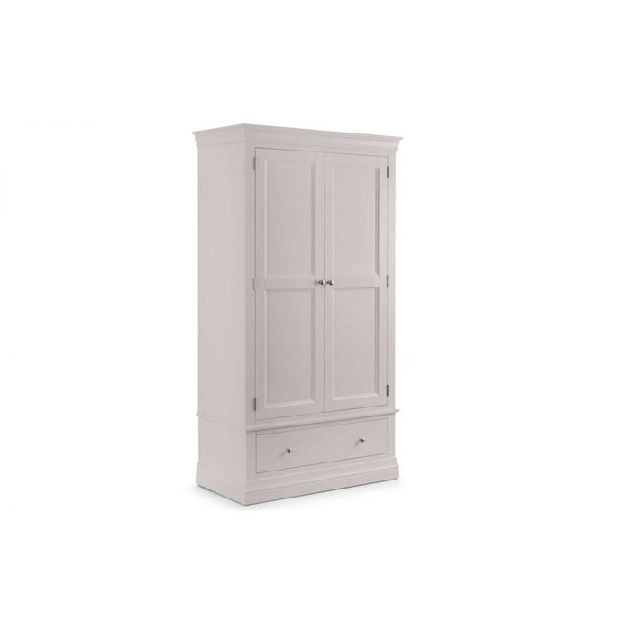 Clermont 2 Door 1 Drawer Wardrobe Light Grey Lacquer Finish