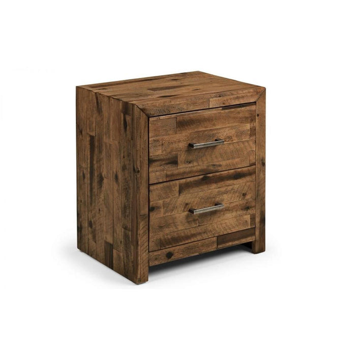 Hoxton 2 Drawer Bedside Unit Solid Acacia Rustic Oak Finish