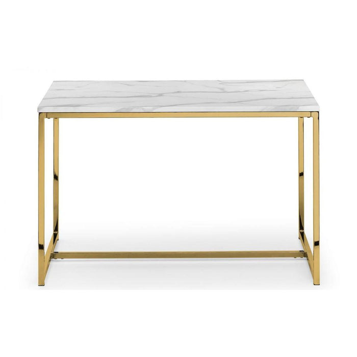 Scala White Marble Top Dining Table 80cm x 120cm Gold Effect Frame