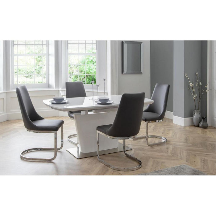 Como Extending Dining Table High Gloss White with Chrome Base
