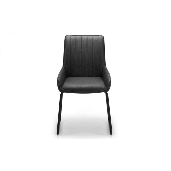 Soho Dining Chair Black Faux Leather on Black Metal Frame