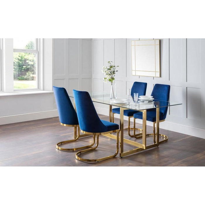 Minori Dining Table Glass Top on Gold Coloured Frame