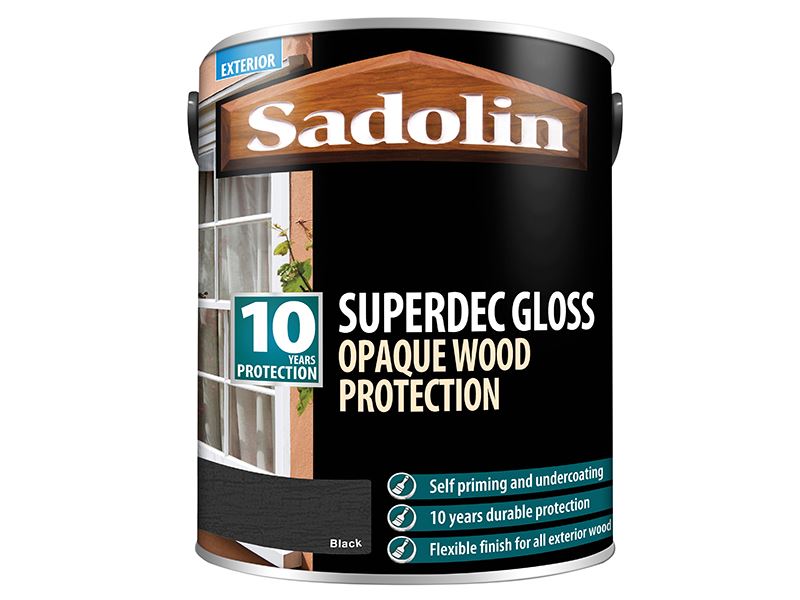 Sadolin Superdec Opaque Wood Protection Black Gloss 5 litre Sadolin - Town Tools