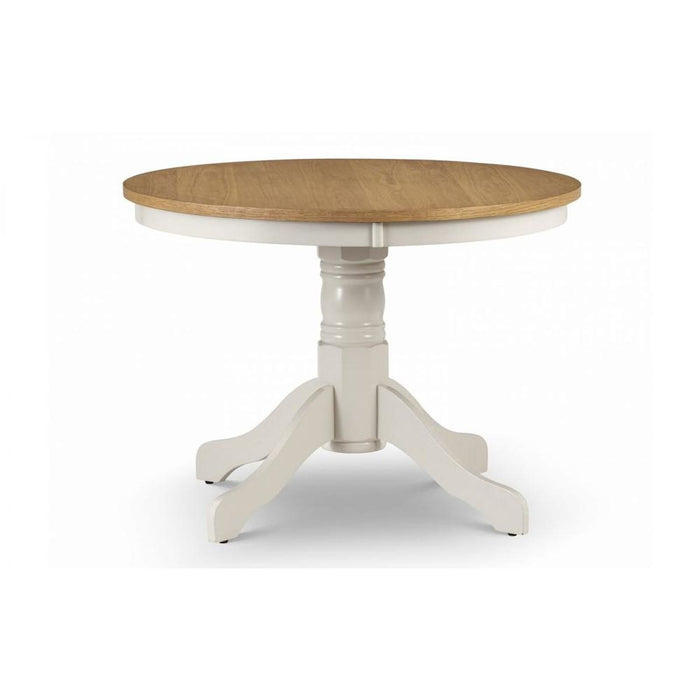 Davenport Round Pedestal Table Oak Veneer Top & Ivory Base