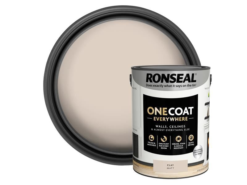 Ronseal One Coat Everywhere Interior Paint Clay Matt 5 litre Ronseal - Town Tools