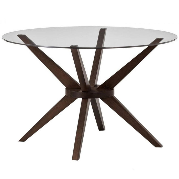 Glass Topped Table with Walnut Base