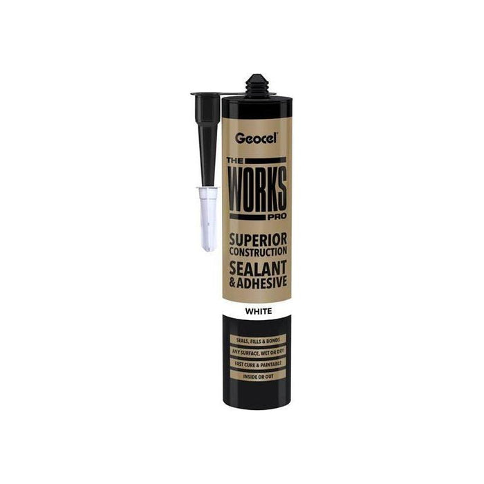 Geocel THE WORKS PRO Sealant & Adhesive White 290ml Geocel - Town Tools