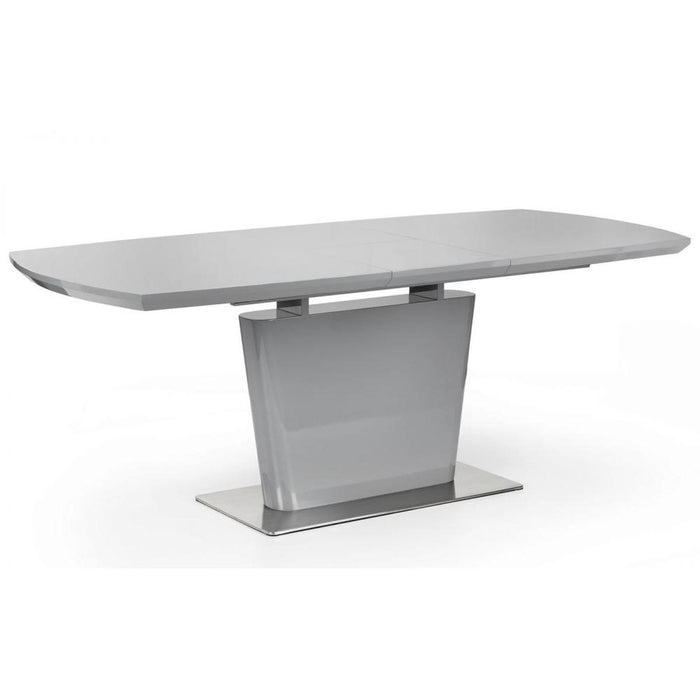 Como Extending Dining Table High Gloss Grey with Chrome Base
