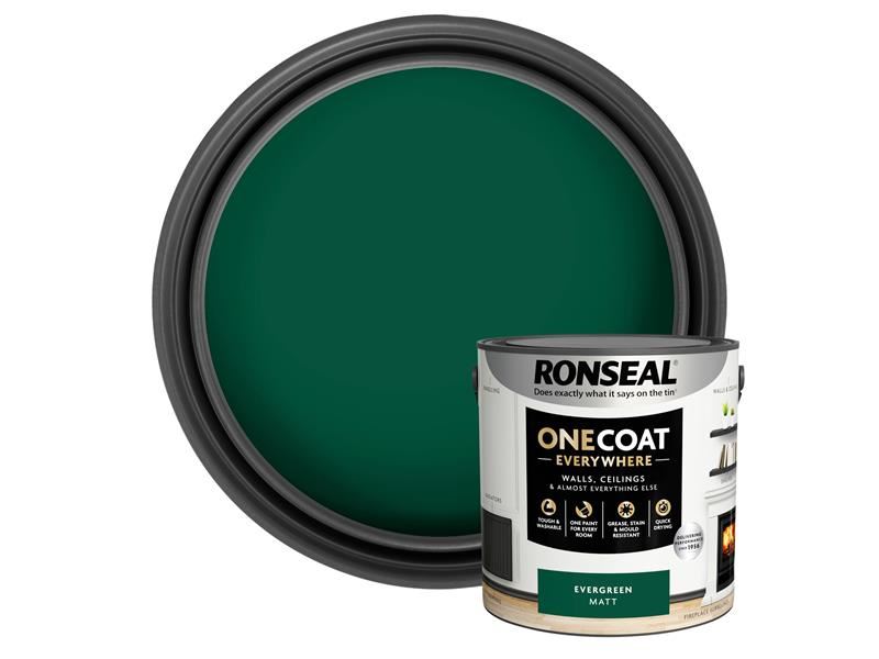 Ronseal One Coat Everywhere Interior Paint Evergreen Matt 2.5 litre Ronseal - Town Tools