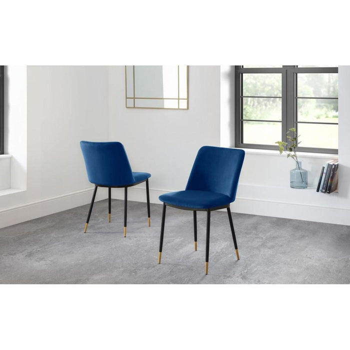 Delaunay Dining Chair Blue Velvet with Black Legs