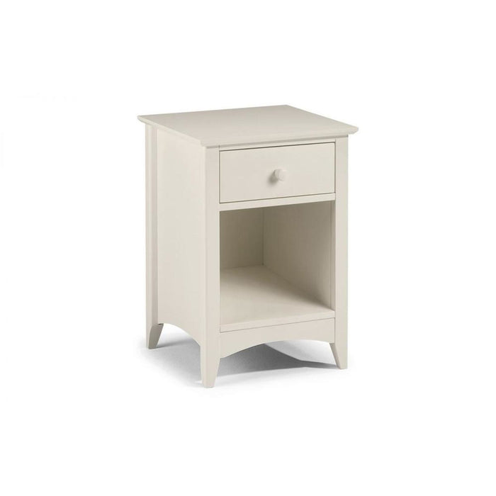 Cameo 1 Drawer Bedside Table Stone White