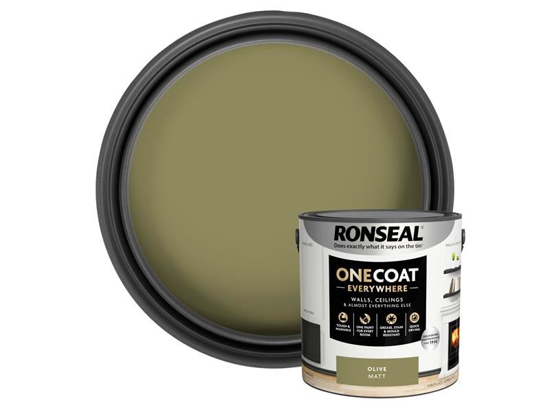 Ronseal One Coat Everywhere Interior Paint Olive Matt 2.5 litre Ronseal - Town Tools
