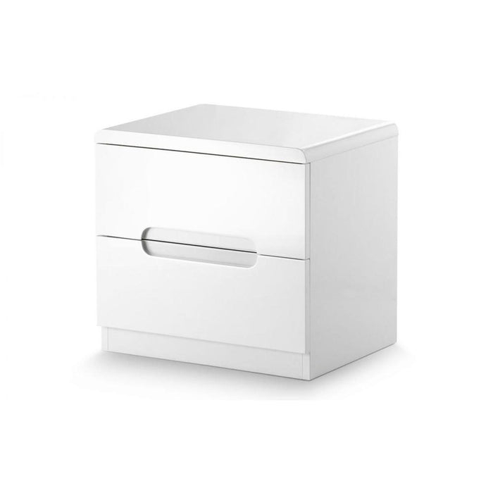 Manhattan 2 Drawer Bedside Unit White High Gloss Lacquer
