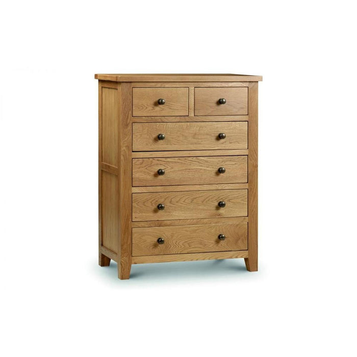 Marlborough Oak 4+2 Drawer Chest Unit Real Oak Waxed Finish