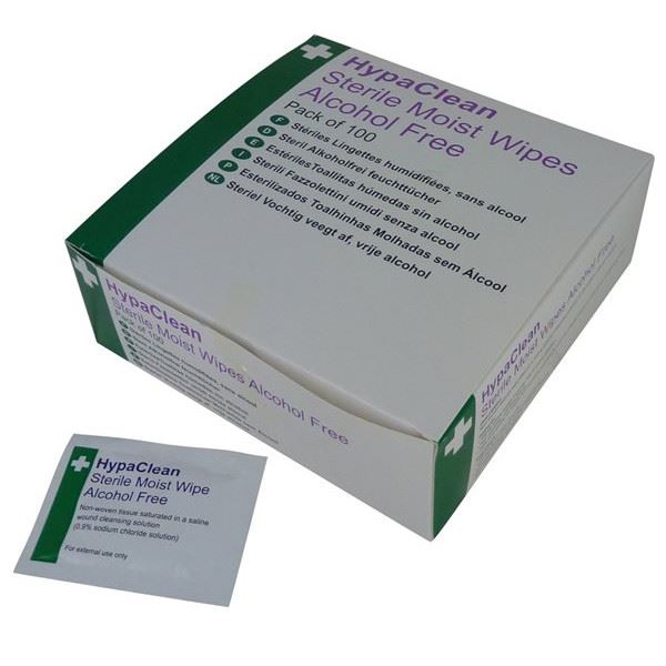 Safety First Aid HypaClean Sterile Moist Wipes - Pack of 100