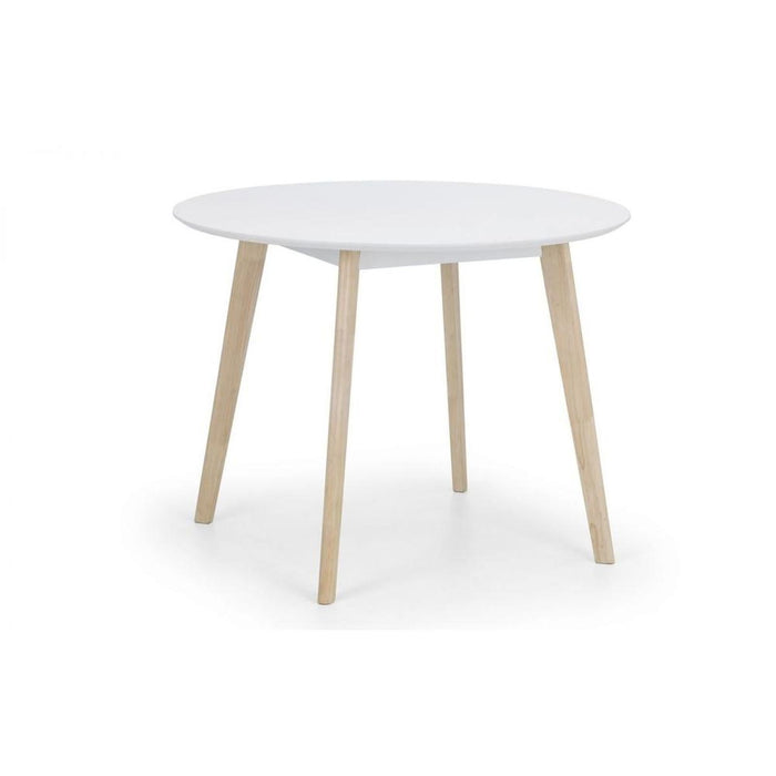 Casa Round Dining Table Matt White Top & Limed Oak Legs