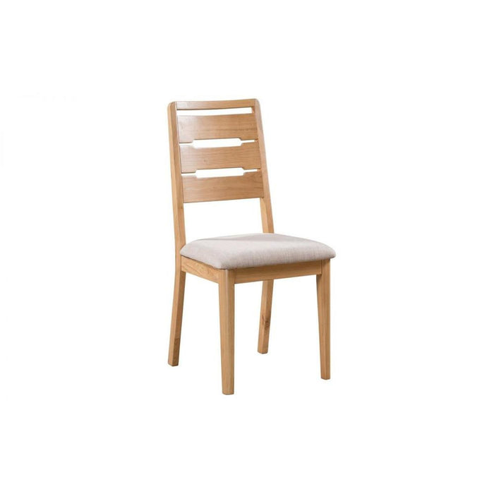 Curve Dining Chair Oak with Grey Linen Seat Pad