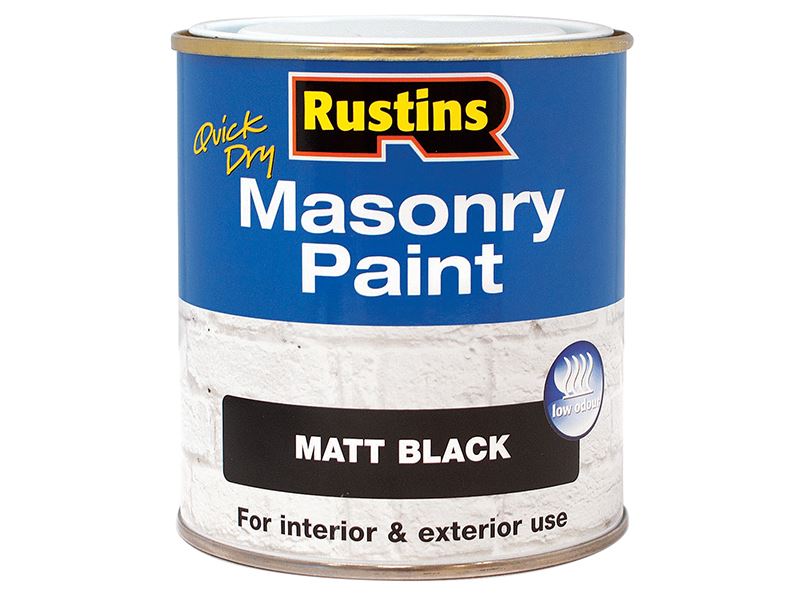 Rustins Quick Dry Masonry Paint Matt Black 500ml Rustins - Town Tools