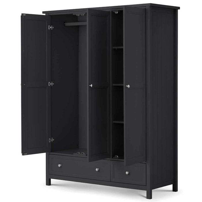 Maine 3 Door 2 Drawer Combination Wardrobe Anthracite Lacquer