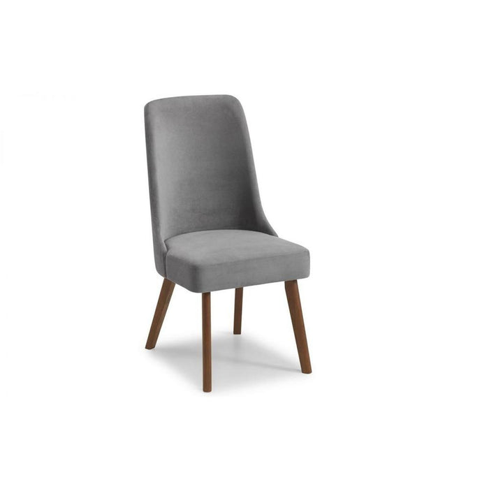 Huxley Chenille Dining Chair Dusk Grey Fabric Walnut Legs