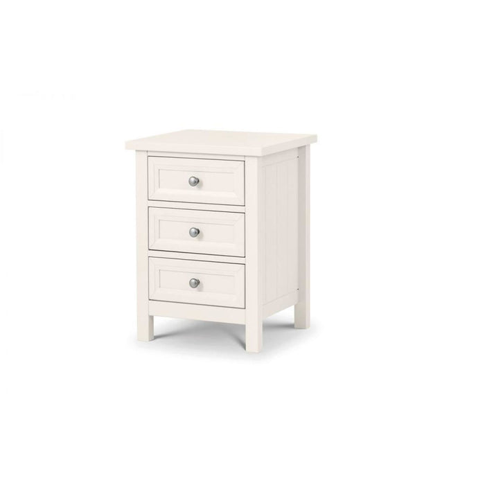 Maine 3 Drawer Bedside Unit Surf White Lacquer