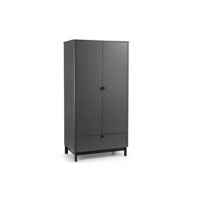 Chloe 2 Door 1 Drawer Wardrobe Grey & Black Legs