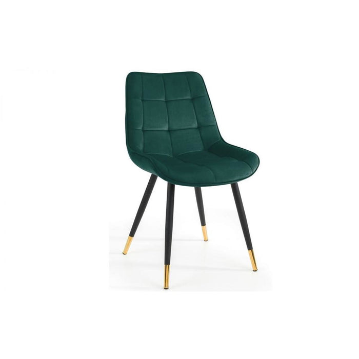 Hadid Dining Chair - Green Velvet Fabric, Black & Gold Steel Frame