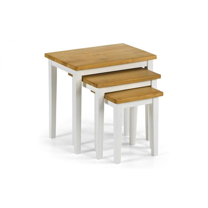 Cleo Nest of 3 Tables - Two Tone White & Light Oak Finish