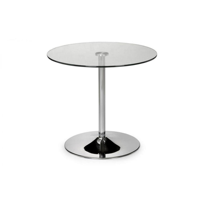 Kudos Glass Pedestal Table with Chrome Plated Metal Leg