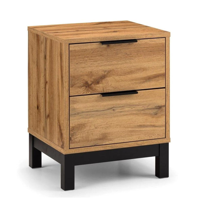 Bali Bedside Unit with 2 Drawers - Oak Finish