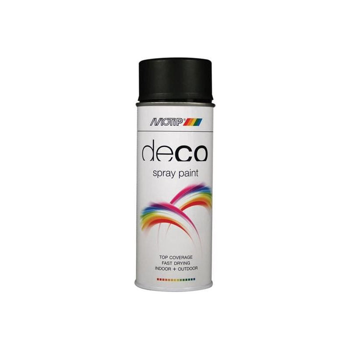 Motip® Deco Spray Paint Satin Matt RAL 9005 Deep Black 400ml MOTIP® - Town Tools