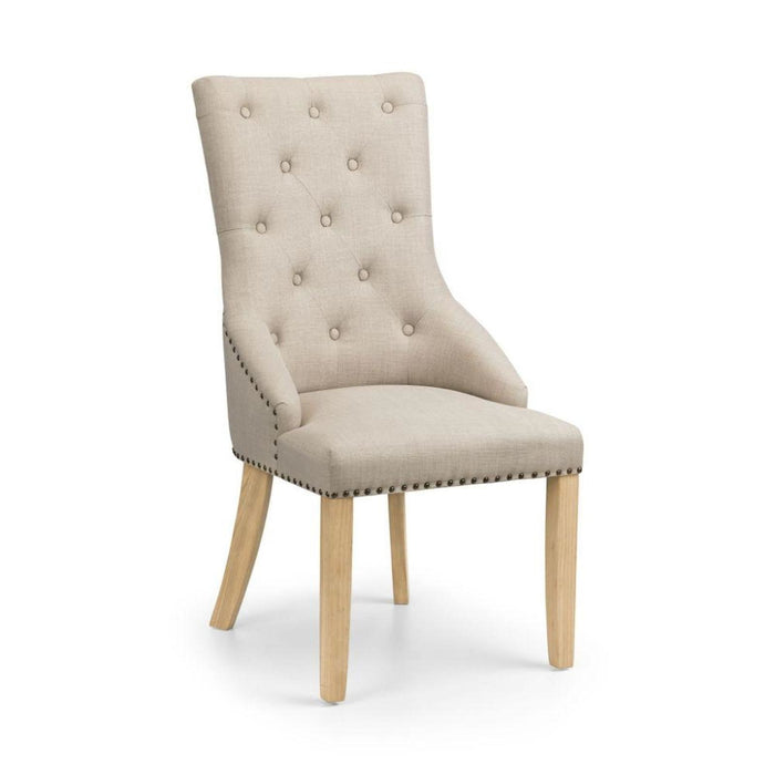 Loire Button Back Chair (Sold as a Pair) Oatmeal Linen Fabric