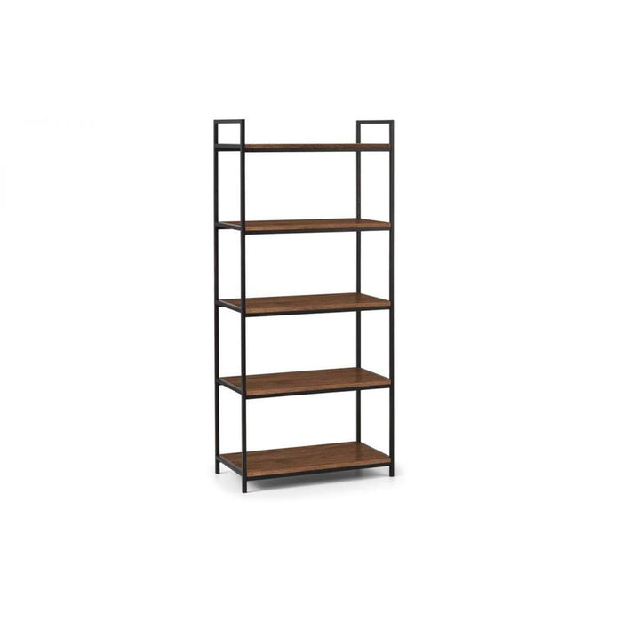 Tribeca Tall Bookcase Walnut Effect Shelves on Black Frame