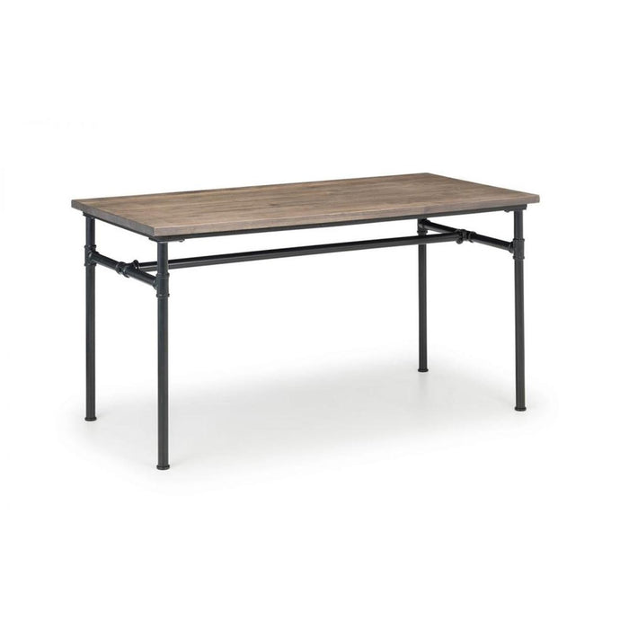 Carnegie Dining Table Mocha Elm Top with Black Pipe Legs