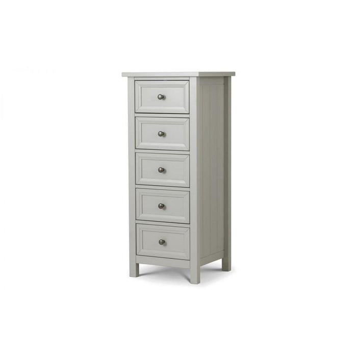 Maine 5 Drawer Tall Chest Unit Dove Grey Lacquer